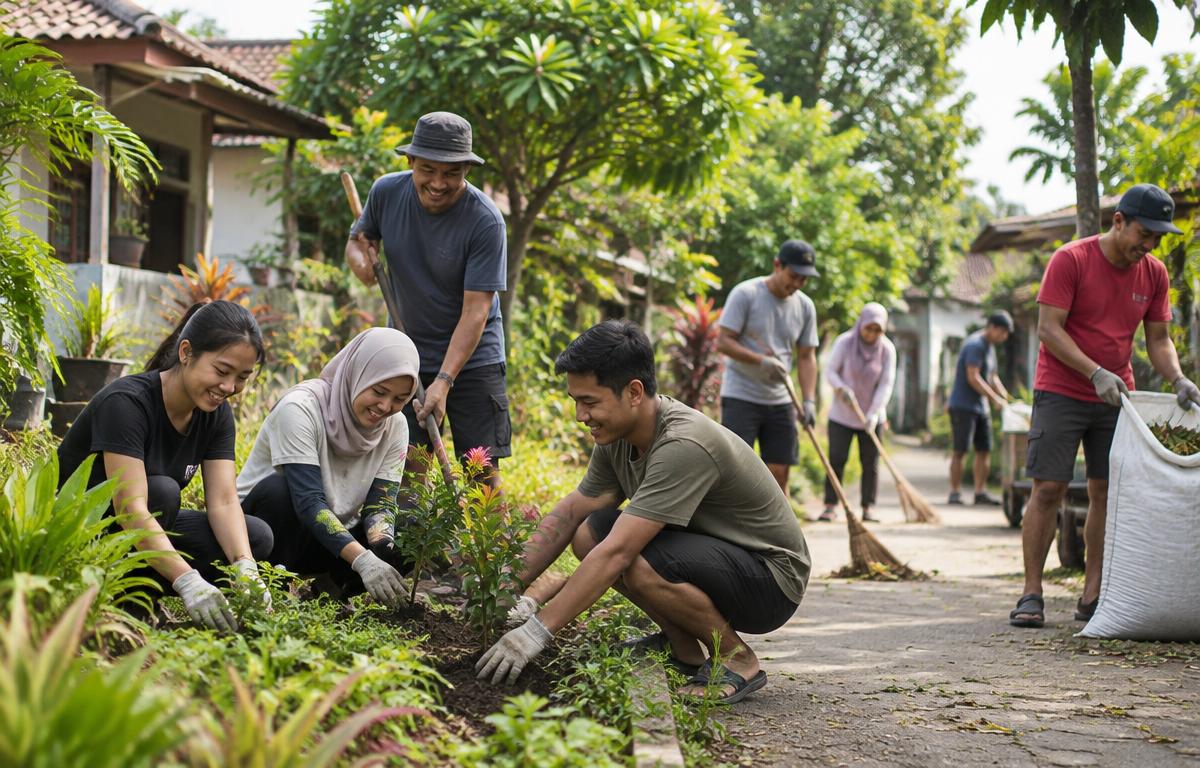 Warga bekerja bakti menjaga lingkungan